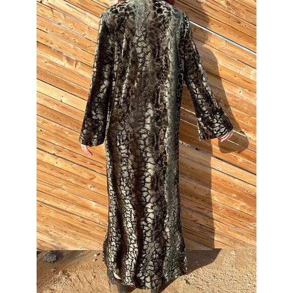 Vintage Velvet Snake Print Bead Trim Caftan Maxi Dress - Picture 4 of 12